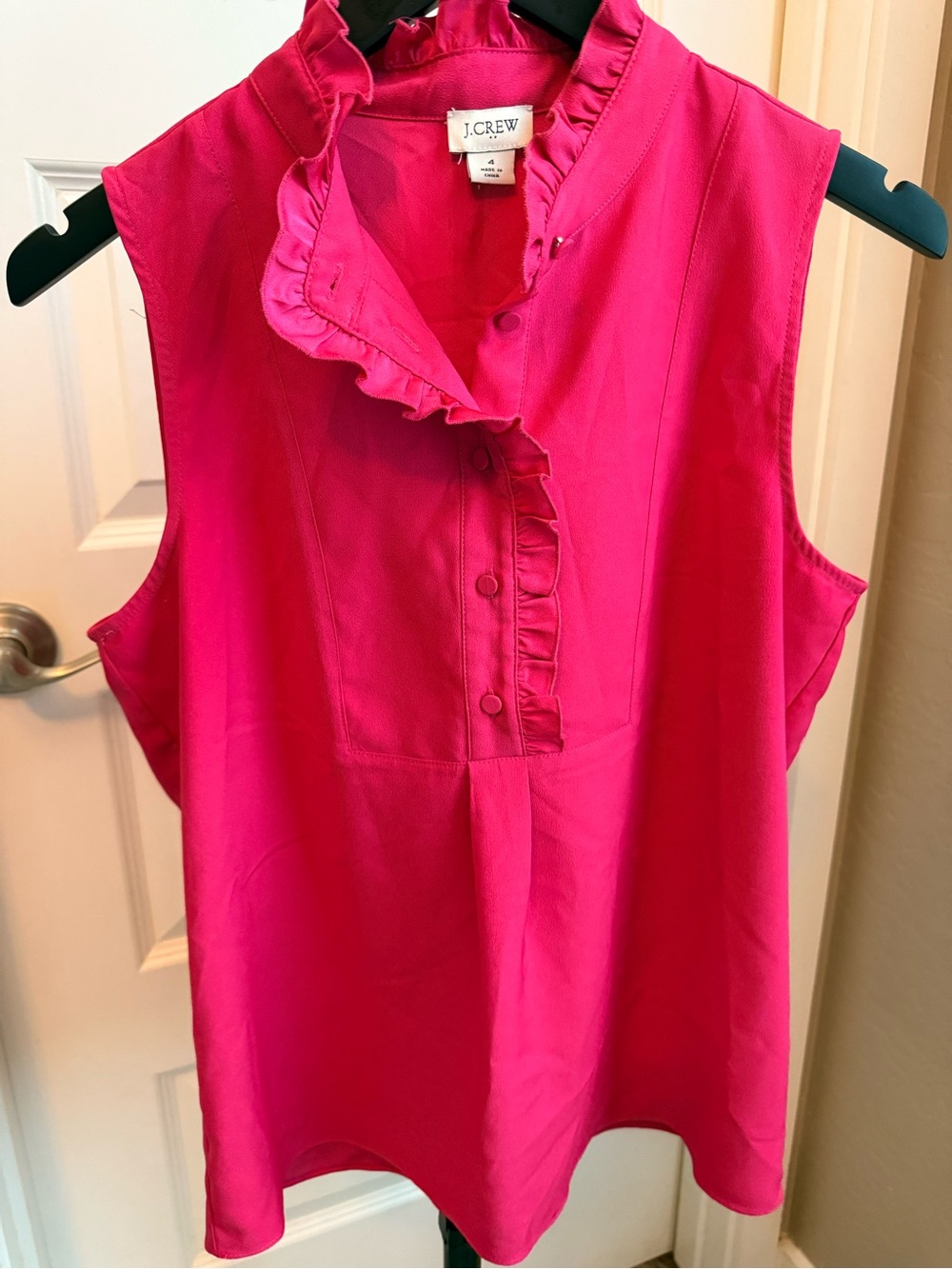 J. Crew Sleeveless Ruffle Popover Top - Hot Pink